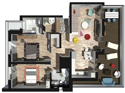 Apartament cu 3 Camere Penthouse Tip V4 de Vanzare in Ansamblul Casa Galbena